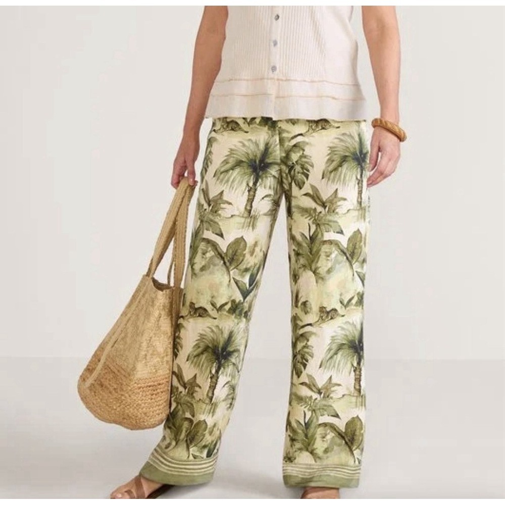 Soft Surroundings Aliso Point 100% Linen Pants‎ Sz XL Beach Travel Safari Resort